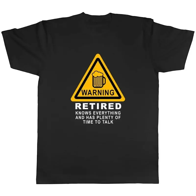 Retirement- Warning Retired Knows Everything Mens Unisex T-Shirt Tee Gift