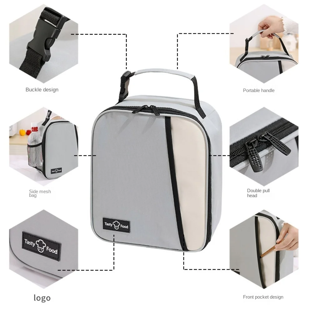 Portable Vertical Meal Bag Thermal Bag Outdoor Picnic Travel Cooler Warm Box Storage Bag Student Lunch Bag Breakfast Organizer