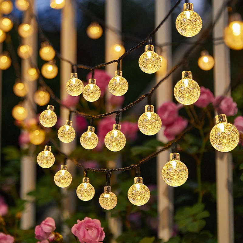 8 Modes Solar Light Crystal Ball 5M/7M/12M LED String Lights Fairy Lights Garlands For Christmas Party Outdoor Decoration