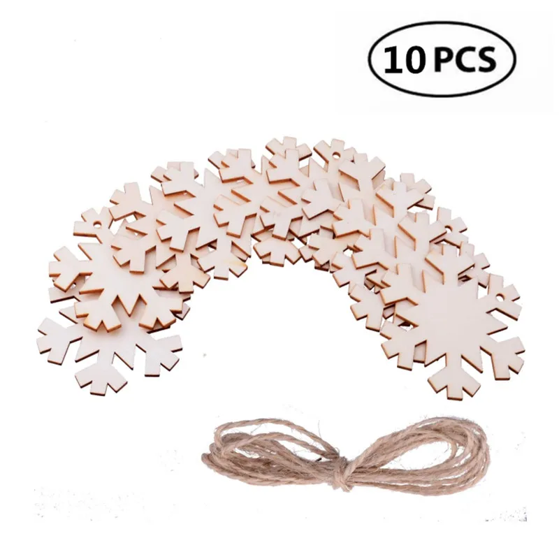 

10pcs Wooden Snowflake Cutouts to Paint Christmas Tree Hanging Ornaments Unfinished Wood Cutouts Christmas Decoration DIY Crafts