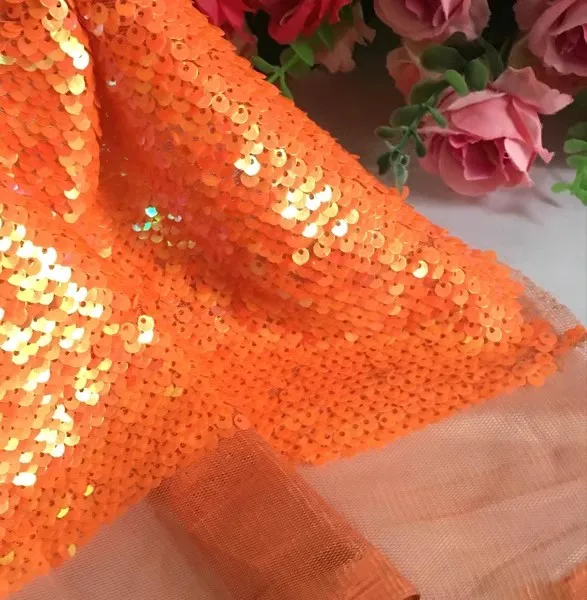 Sweet Orange Super encryption sequin fabric dress dance dress sequin fabric