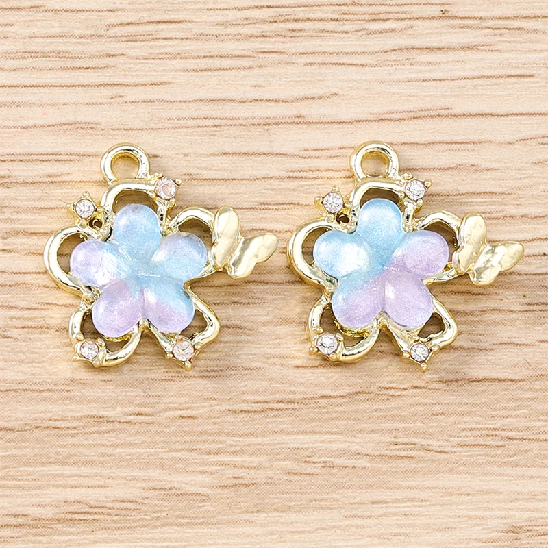 5 قطعة 17x17 مللي متر حساسة كريستال زهرة Charms المعلقات لصنع المجوهرات انخفاض الأقراط القلائد أساور Crafts بها بنفسك الحرف اكسسوارات