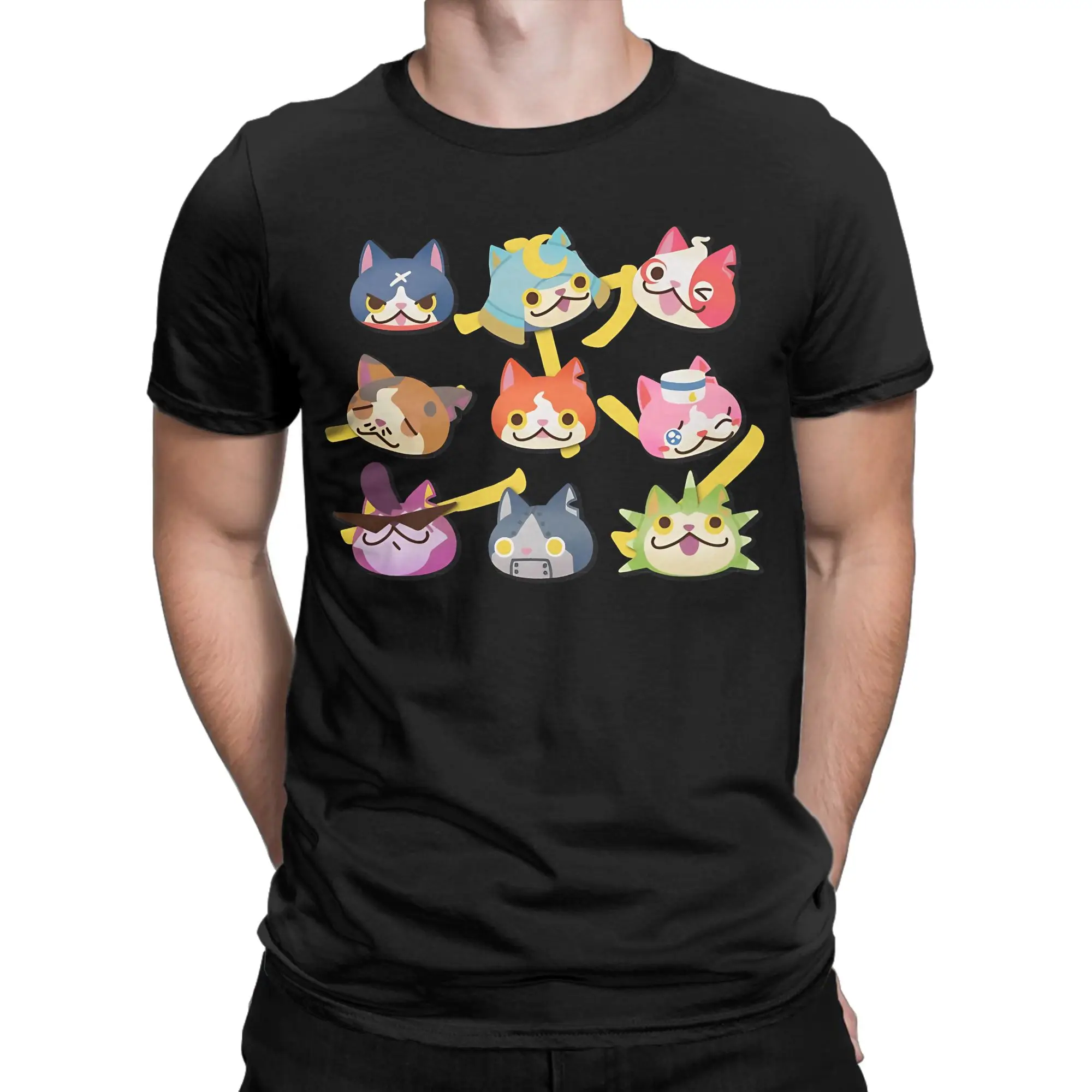 Men Women Yokai Watch Game T Shirts Jibanyan Robonyan Shogunyan 100% Cotton Clothing Short Sleeve Tee Shirt Summer T-Shirt