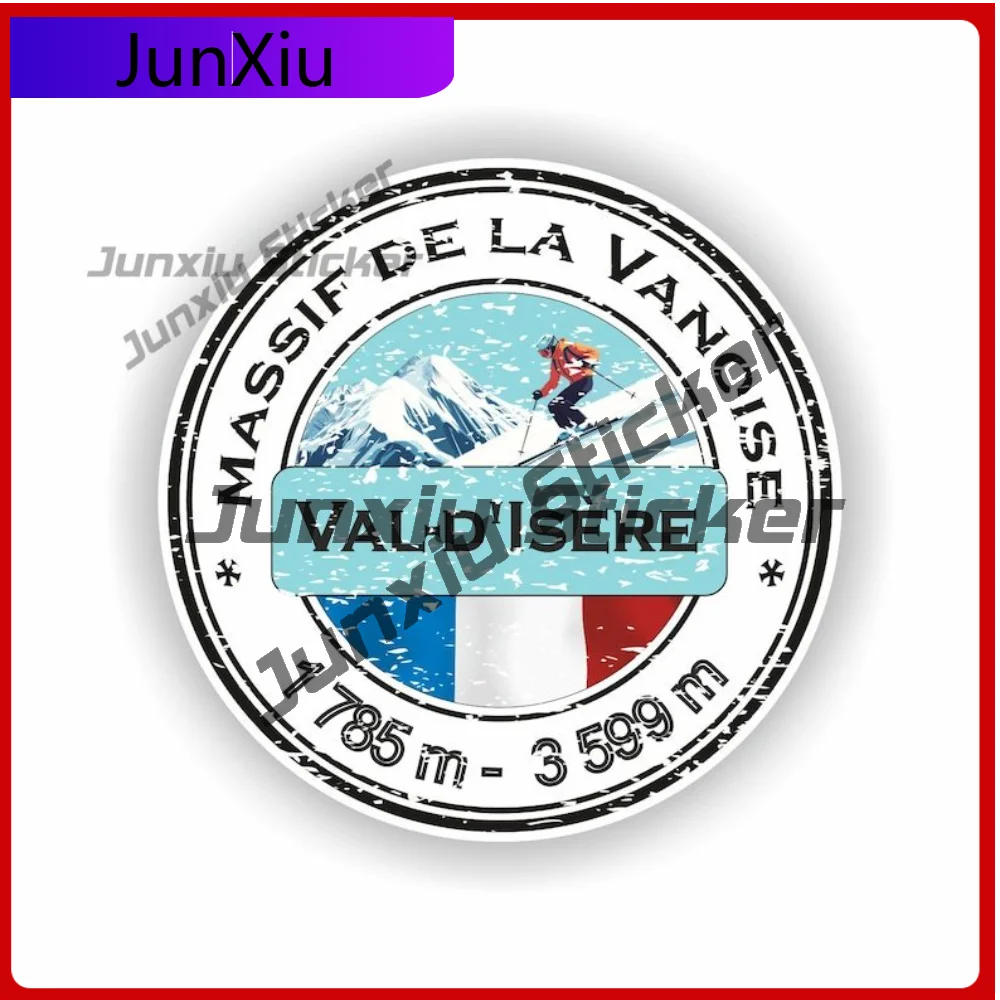 

Val-d'Isère Massif de la Vanoise France Seal Sticker Round Long Lasting Vehicle Sticker For Door Wall Scratch Cover Decoration