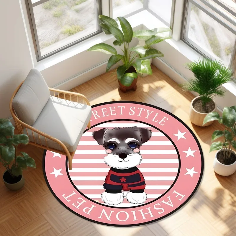 

Круглый ковер с милым мопсом, Нескользящий напольный коврик с принтом собаки кавай для гостиной, спальни, домашнего декора, круглый ковер, декор для спальни