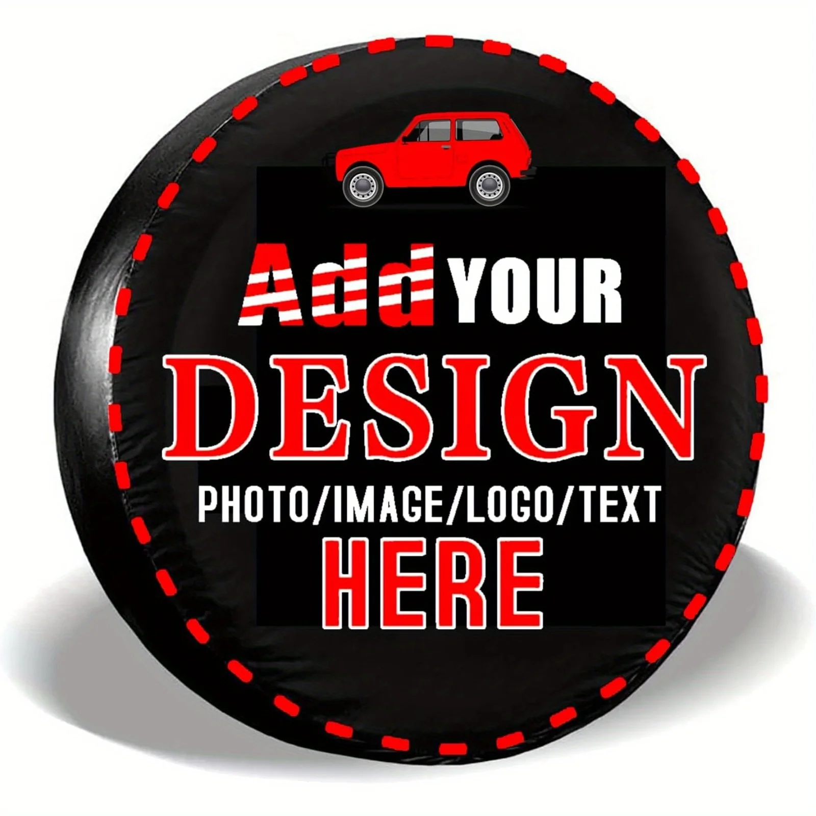 Customizable Red SUV Design Spare Tire Cover With Adjustable Buckle Strap - Fit For Most Cars, RVs, SUVs - Personalized Photo/Im