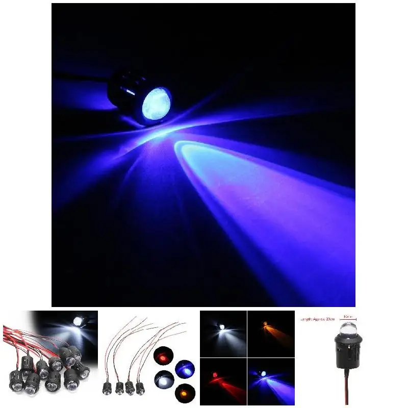 10 sztuk/zestaw 12V 10mm wstępnie okablowana Ultra jasny LED kabel do żarówka przeźroczysta wody 20cm wstępnie okablowana lampa Led