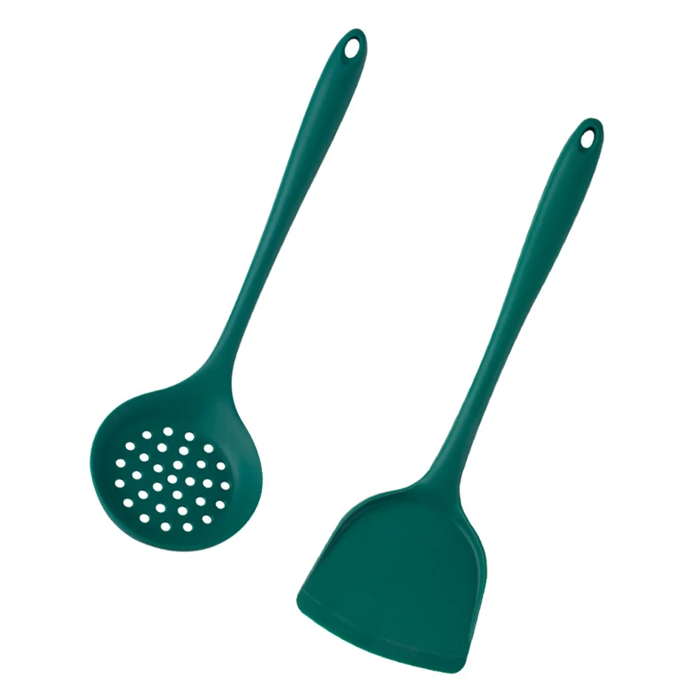 Silicone Spatula and Slotted Spoon Cooking Food Kitchen Utensil Nonstick Pan