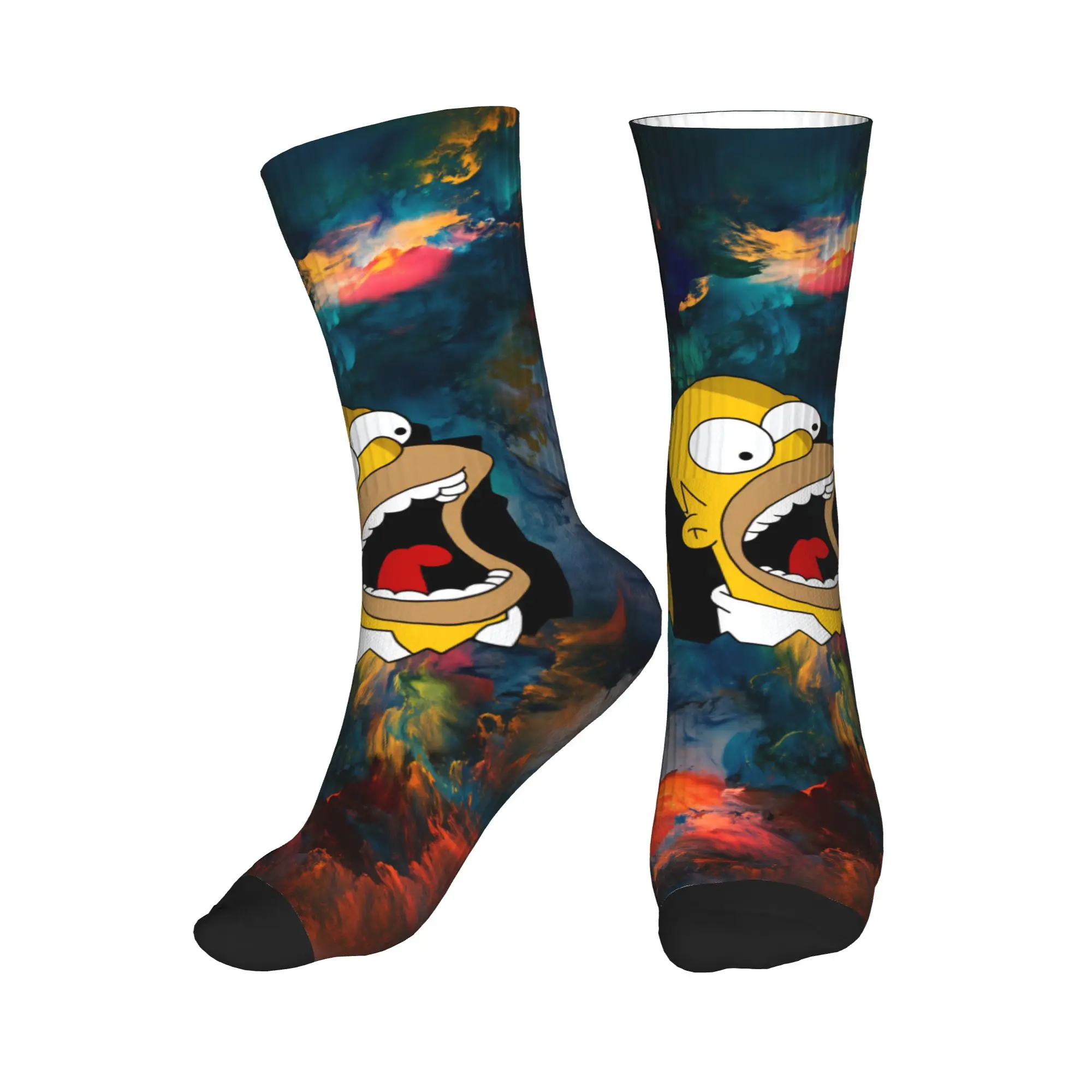 

Unisex Men Socks Homer S-Simpsons Abstract Art Breakout Stockings Non Skid Quality Socks Autumn Fashion Printed Cycling Socks