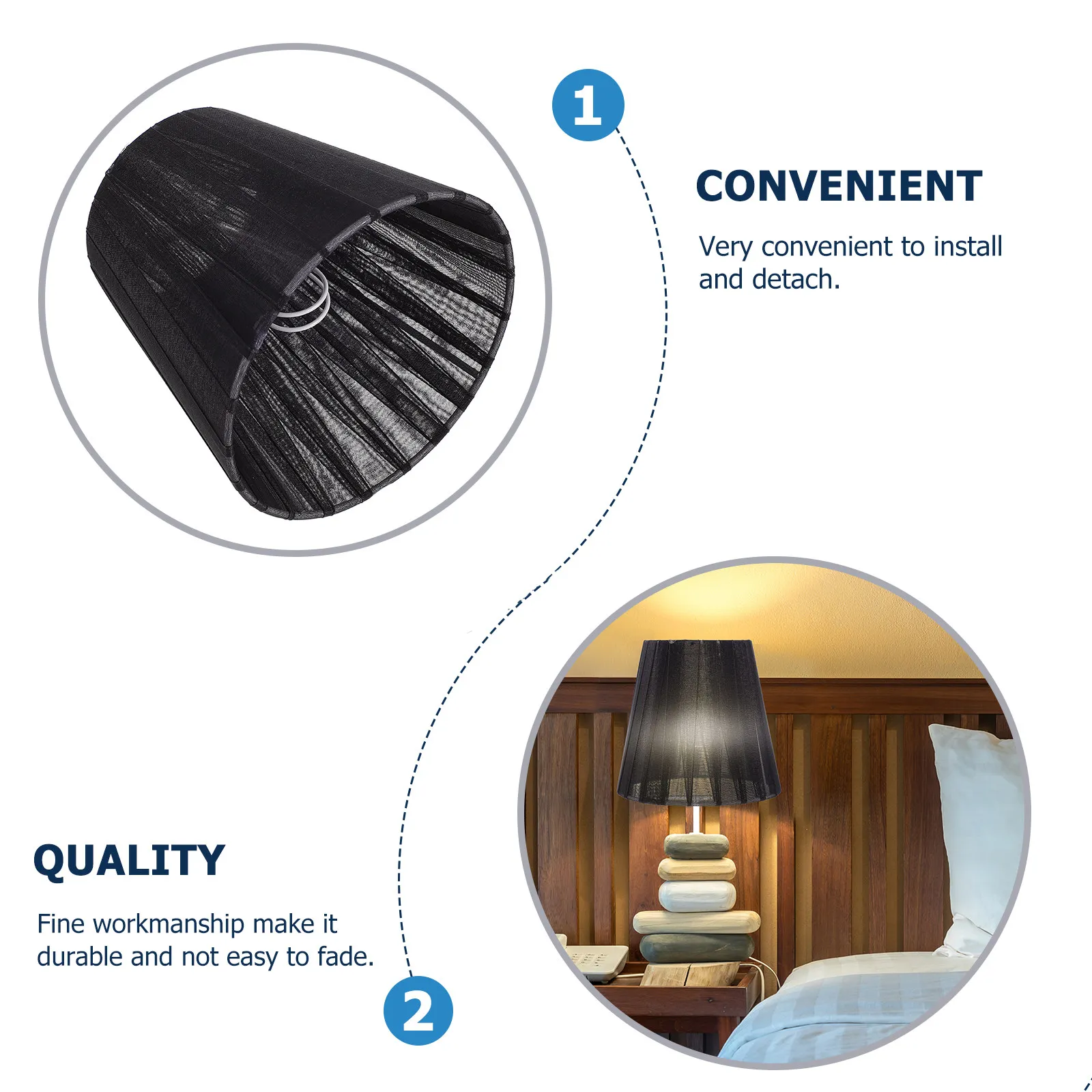 2Pcs Clip-on Gauze Lamp Shade Dustproof Light Cover for Bedroom Living Room Decorative Natural Warm Light Shade