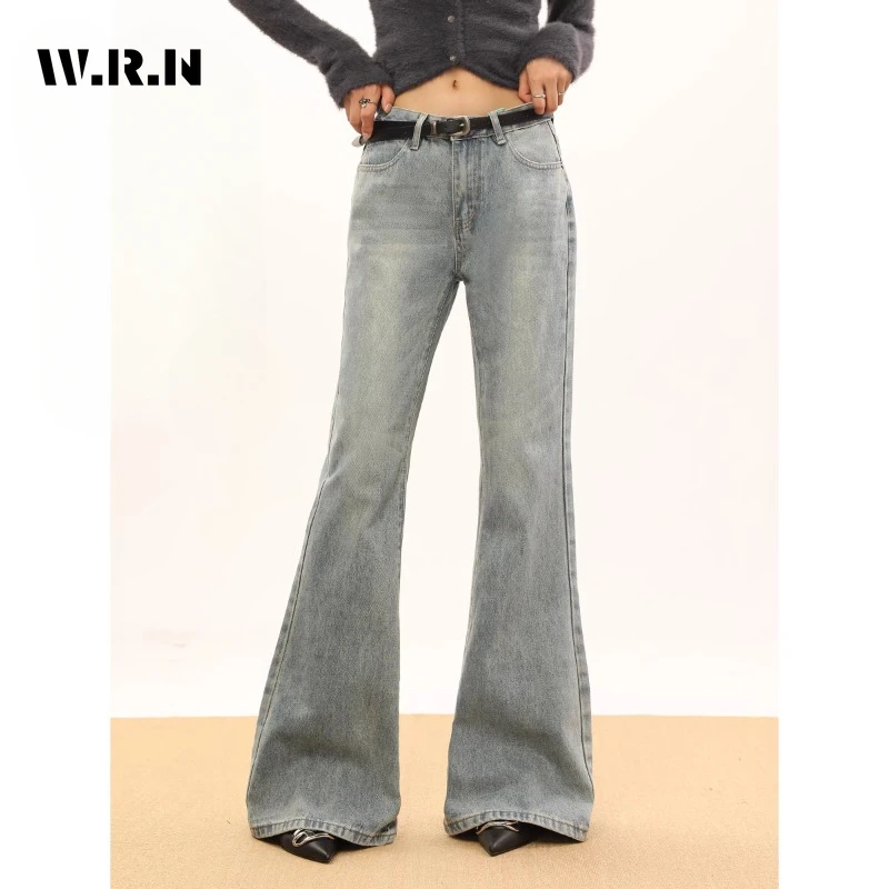 

Y2K Harajuku Wide Leg Low-waisted Flared Jeans Pants 2024 Spring Fall Women's Vintage Slim Streetwear Style Denim Trouser
