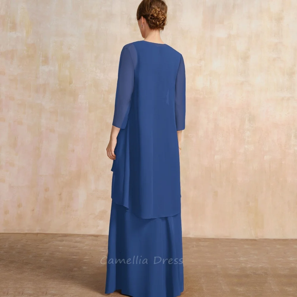 Customized Mother of the Bride Dress Mermaid V Neck Wedding Guest Gown Crystal Floor Length Evening robe mother of bride