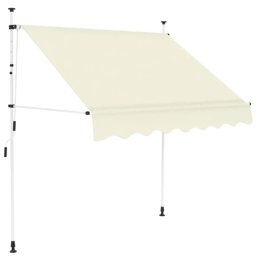 150cm Manual Retractable Awning - Cream Outdoor Shade Canopy for Patios & Decks