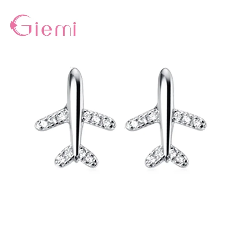 Cute Simple 925 Sterling Silver Jewelry Bracelet Female Crystal Aircraft Airplane Bracelet Temperament Hand Jewelry Gift Women