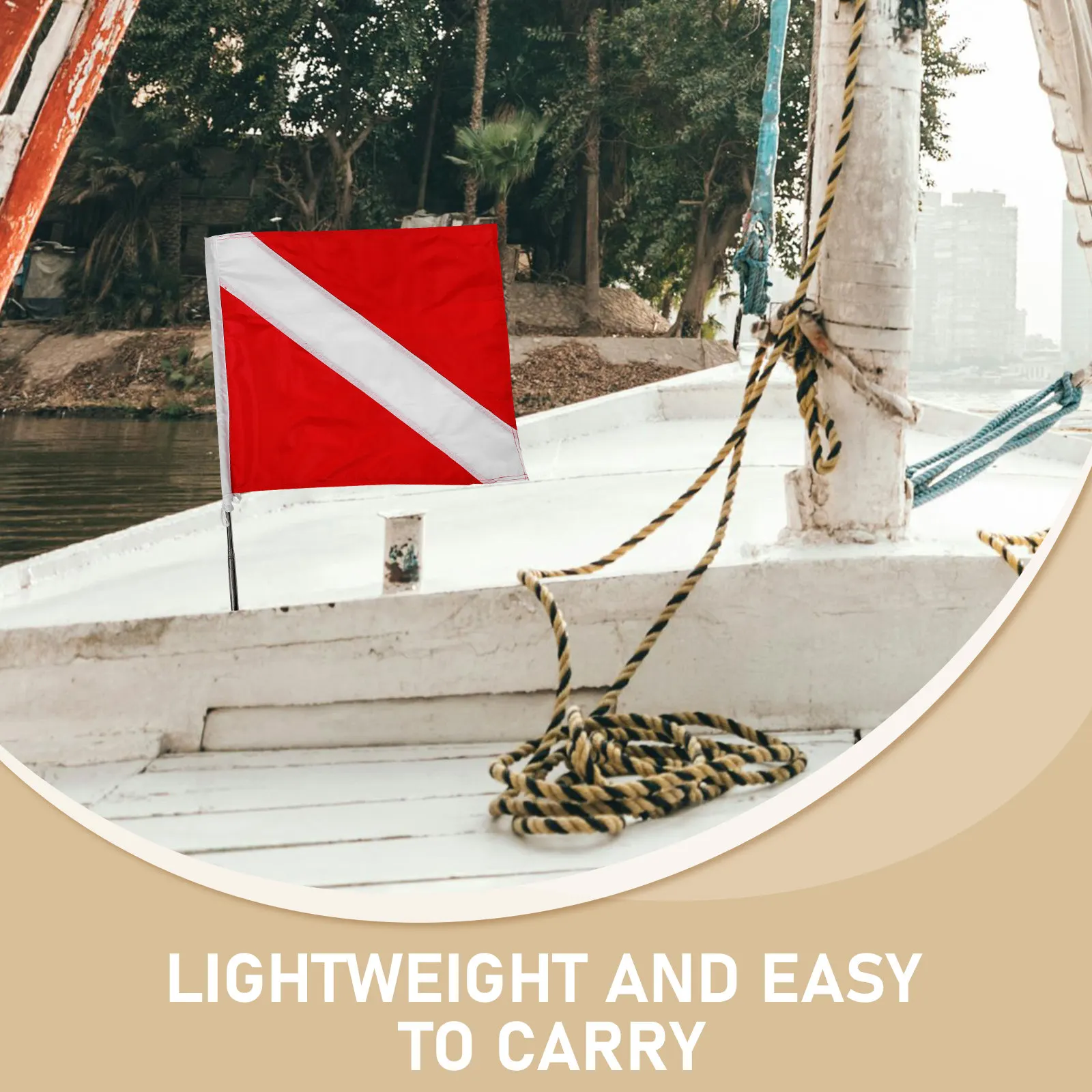 

Bright Warning Diving Flag with Removable Stiffening Pole Detachable Portable Design for Boat Diving Yachting Snorkeling Water