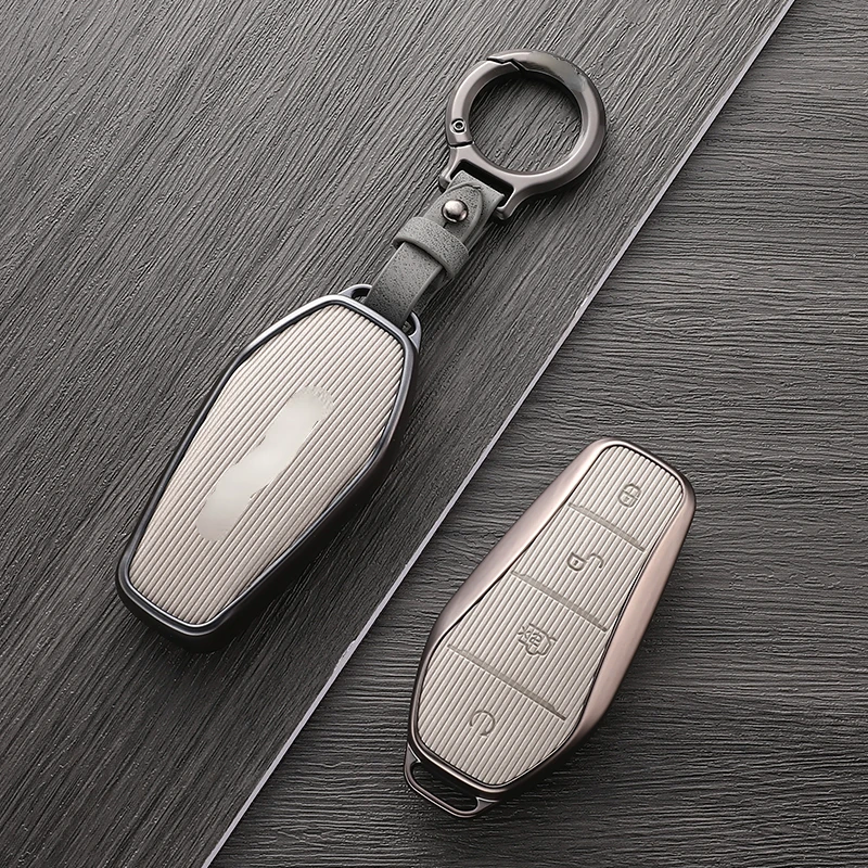 

light Gray Vertical Grain TPU Car Remote Key Case Cover Anti Scratch and Wear-resistant For BYD Song Pro Plus Dmi Dm Ev