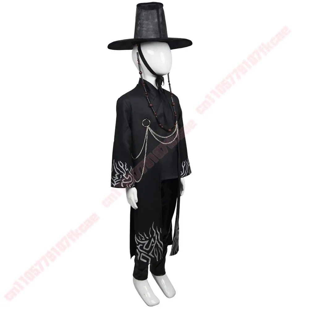 Kinder Cosplay Anzug KPop Dämon Jäger Saja Jungen Cosplay Kostüm Jinu Saja Robe Baby Schwarze Uniform Bühne Leistung Halloween