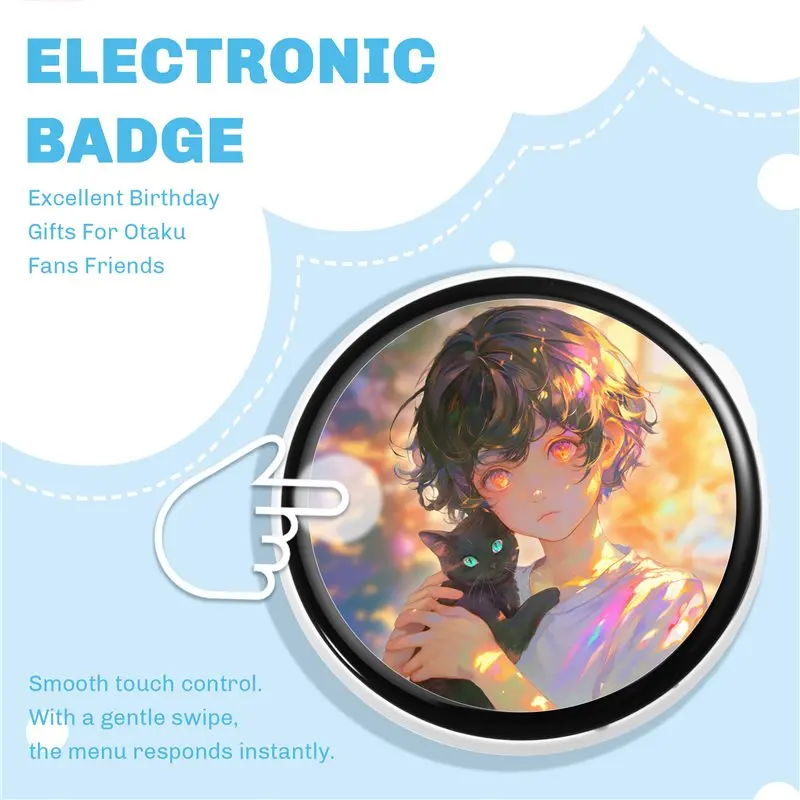 A99E-Dynamic Electronic Badge Anime Merchandise Digital Display Badge For Game Peripherals Excellent Birthday Gifts