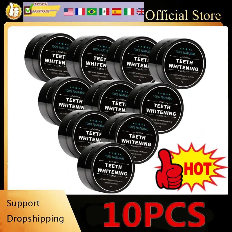 10PCS 30g Natural Teeth Whitening Powder Activated Organic Charcoal Powder Polish Teeth Clean Strengthen Teeth Whitener Oral