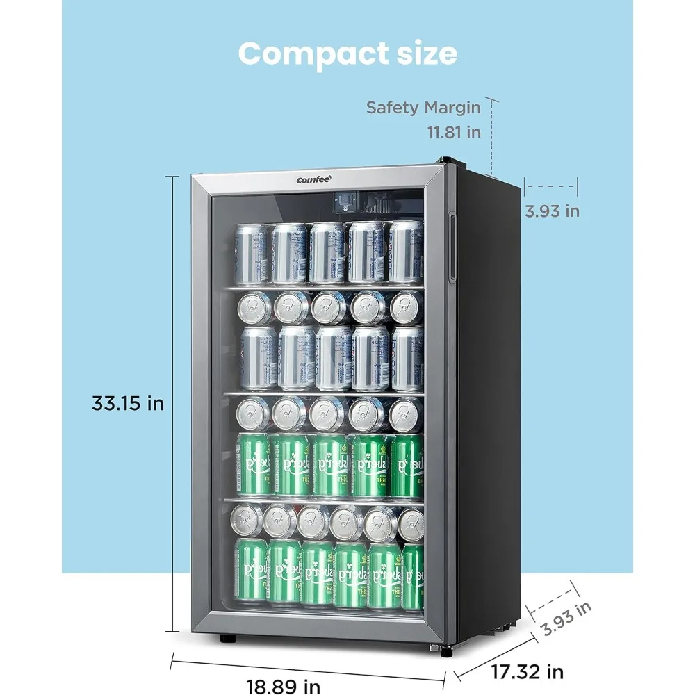 CRV115TAST Cooler, 115 Cans Beverage Refrigerator, Adjustable Thermostat, Glass Door With Stainless Steel Frame