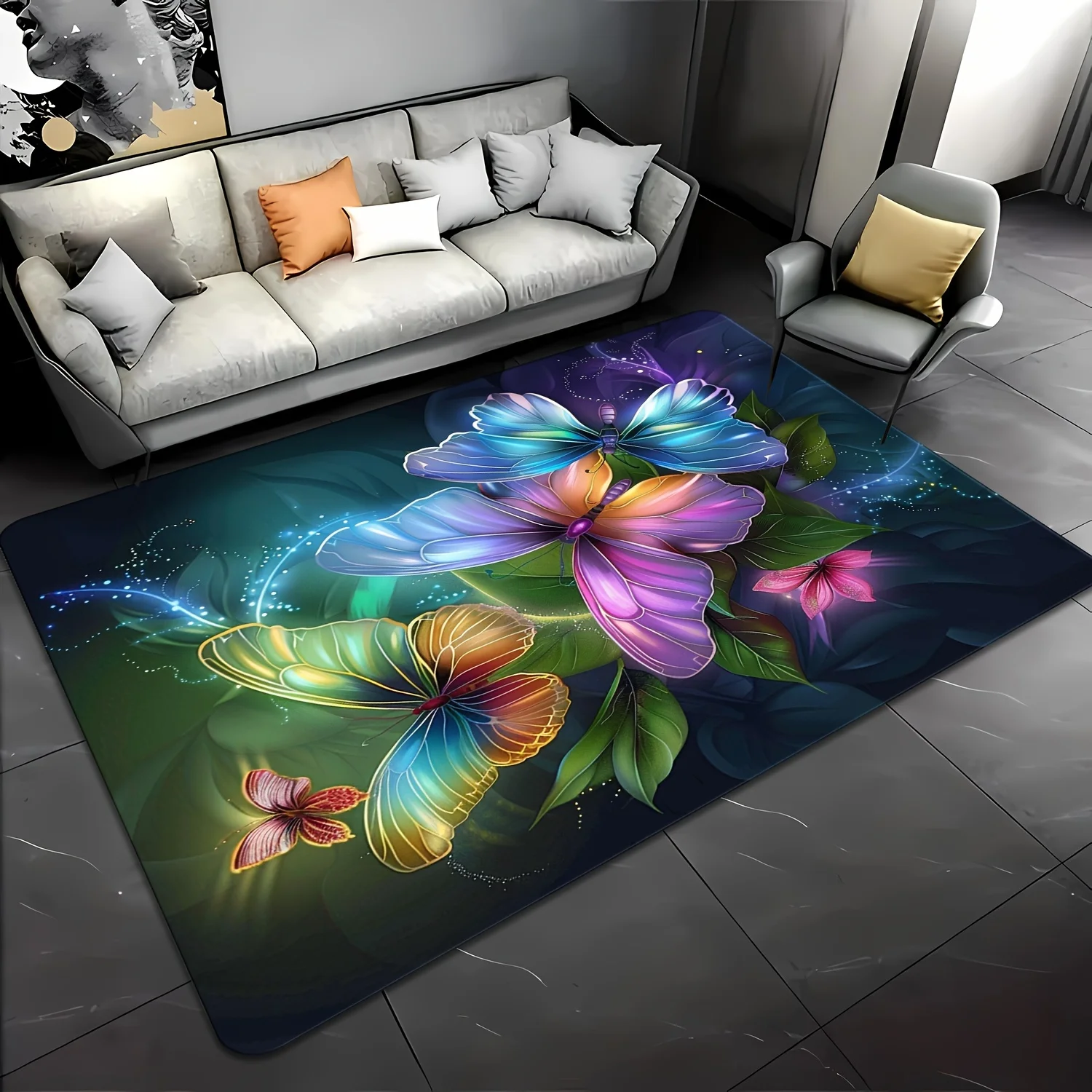 

Фэнтезийный ковер Butterfly — яркий цветочный дизайн для современных домов | Красочный внутренний декор | Художественные коврики