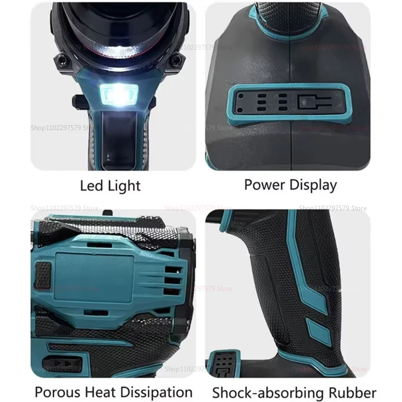 Taladro eléctrico inalámbrico sin escobillas, destornillador de mandril de Metal de 2 velocidades, proyectos de bricolaje para el hogar, Compatible con batería Makita de 18V sin pastilla