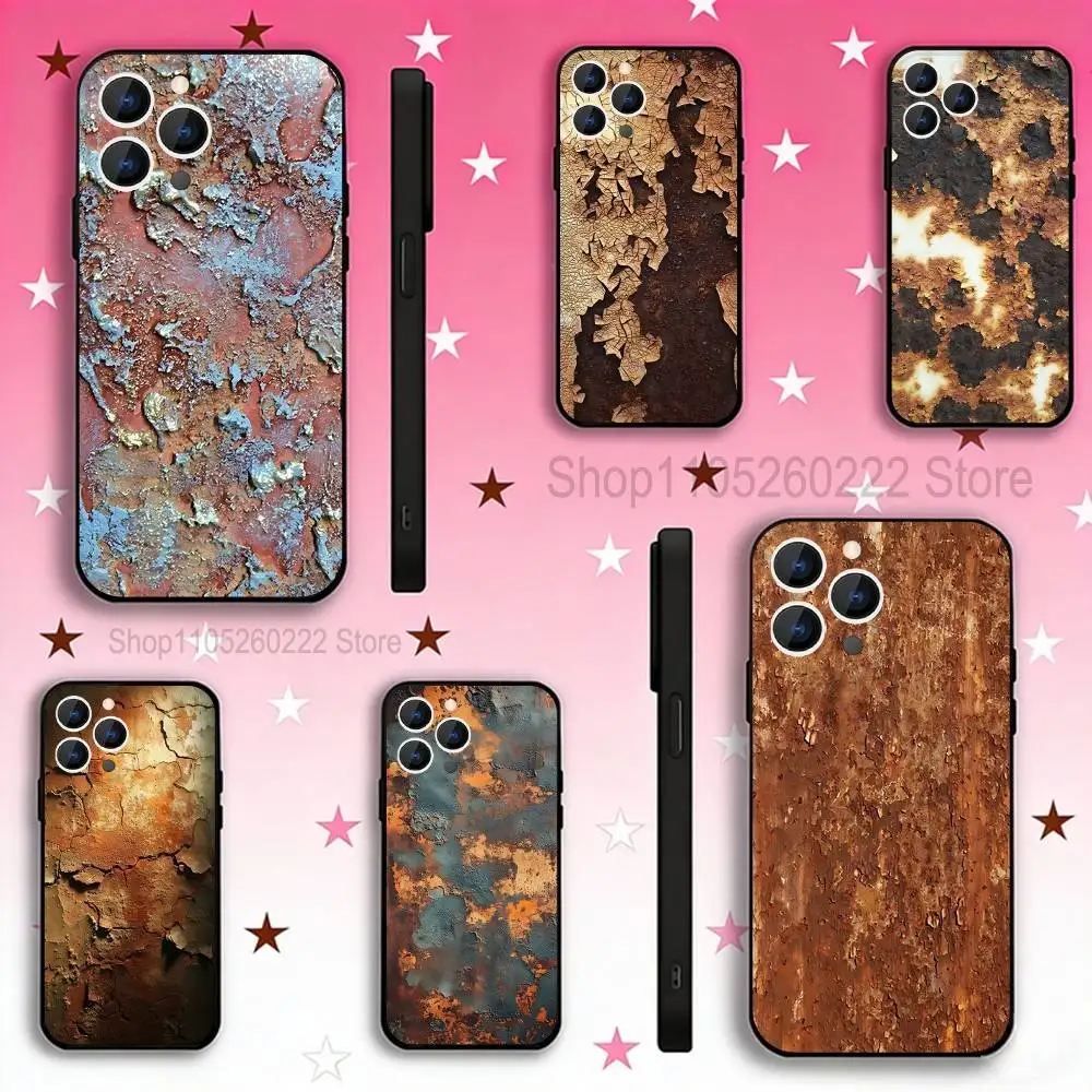 

Industrial Style Rusty Retro Phone Case For iPhone 17,16,15,14,13,12,11,Pro,Max,Plus,E,Air,Mini Black Shockproof Funda Cover
