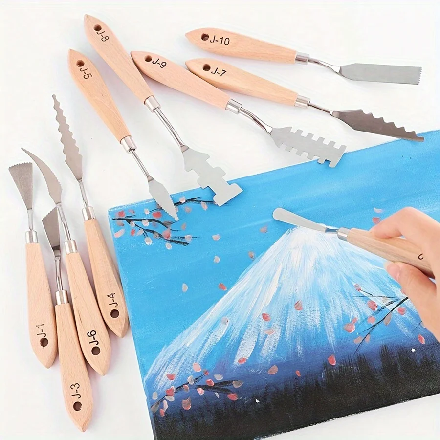 10Pcs Flower Art Scraper Texture Knife Art Palette Knife Special-shaped Scraper Oil Painting Acrylic Paint Tool for Art Student