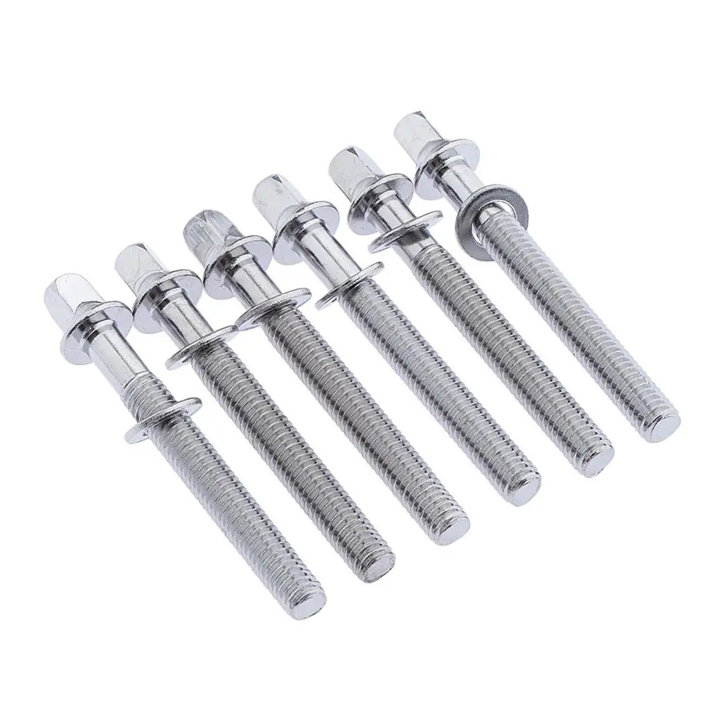 6 Pcs 5mm Drum Screws Stainless Steel Drum Tensioning Rods Tensioning Screws Drum Screw for Snare Drum, Drum Parts Accessories