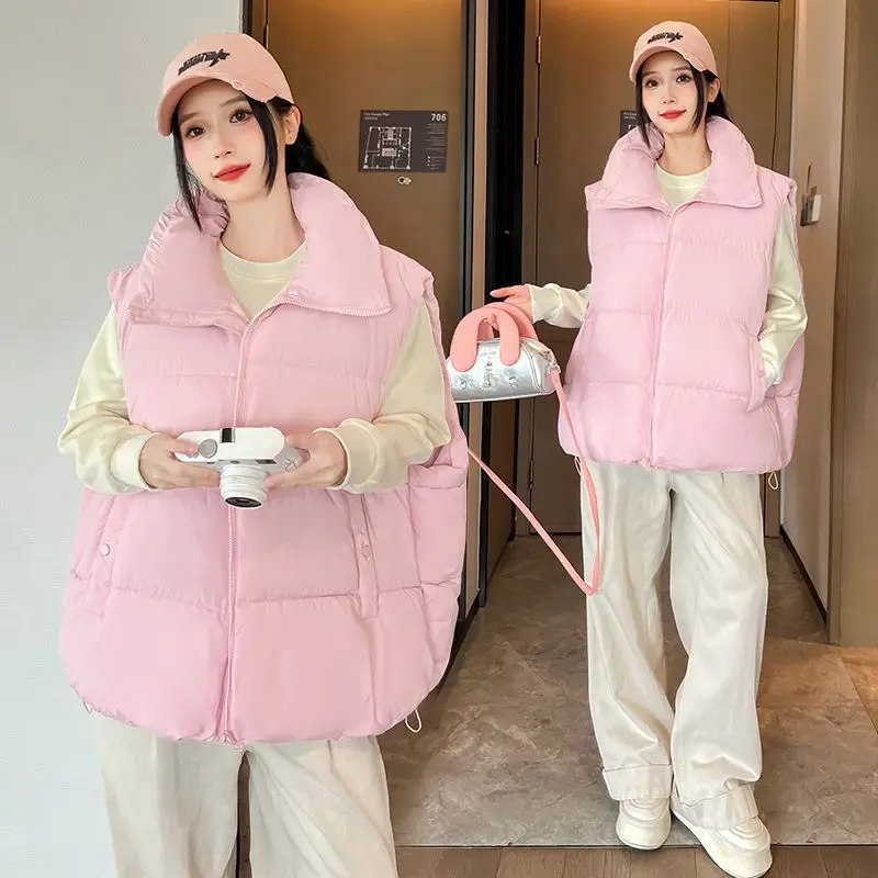 

New Autumn Winter Women's Short Cotton Vest 2025 Loose Comfortable Female Cotton Waistcoat Sleeveless Fashion Ladies Jacket