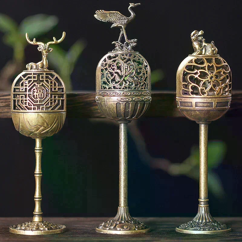 Magpie Shape Hollow Lamp Sandalwood Fragrance Censer Smoking Backflow Incense Holder Tea House Ornaments Home Decoration