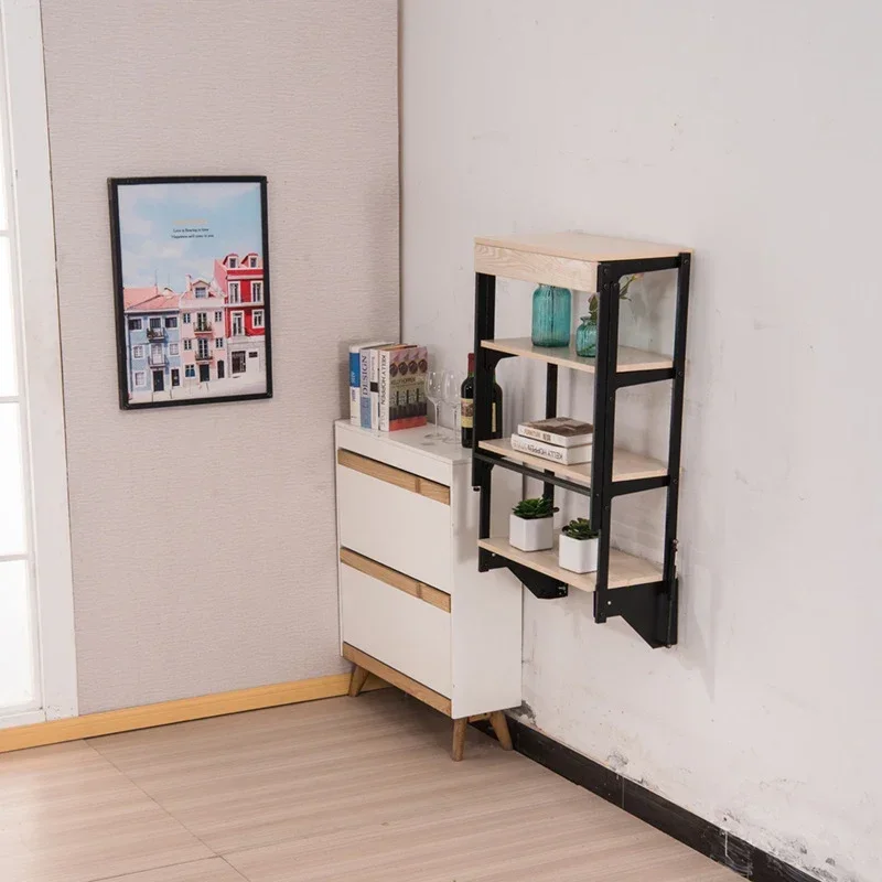 Wall Mounted Folding T able Wooden Drop Leaf Desk for Home Kitchen