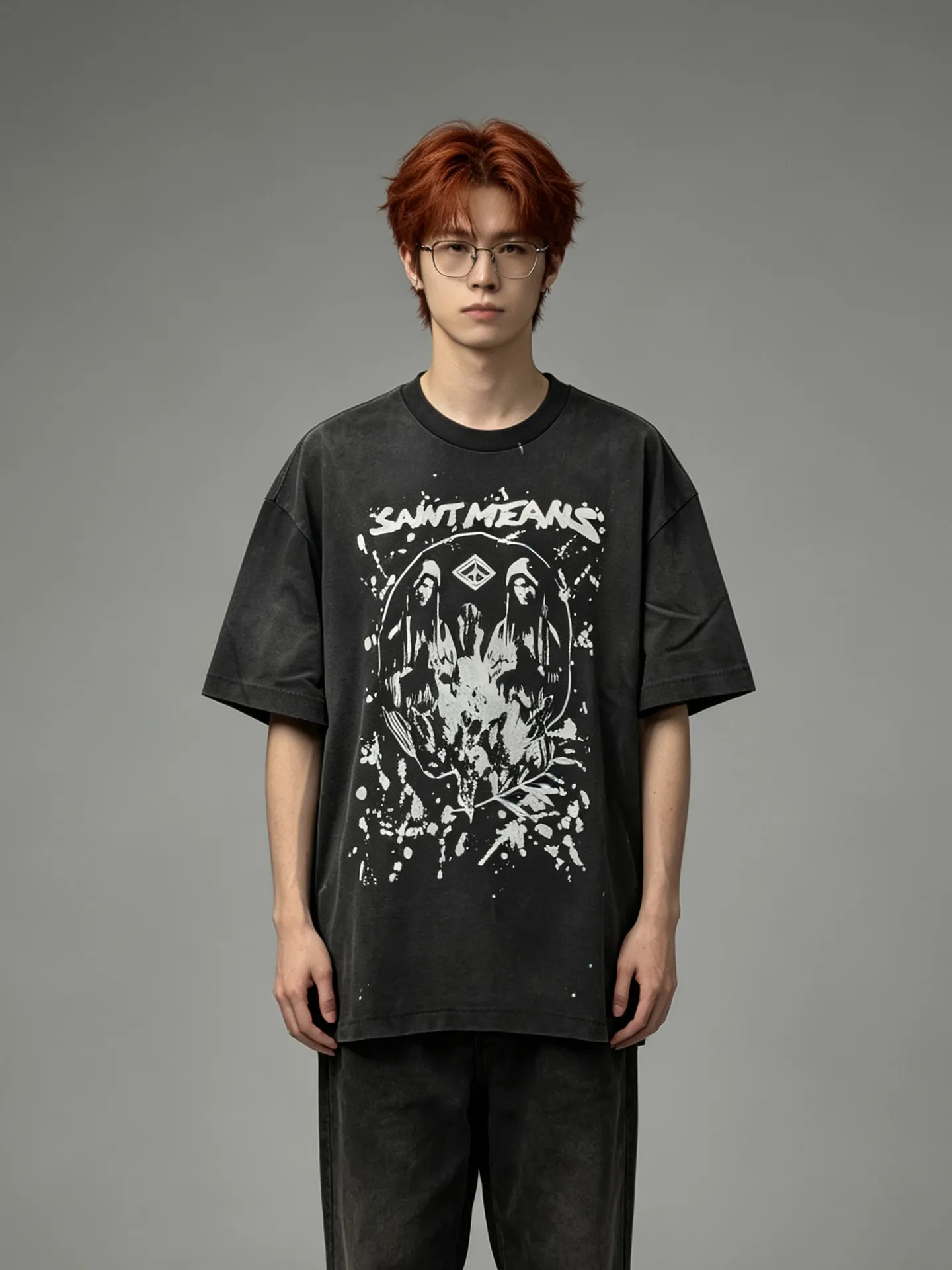 New Vintage Fashion Streetwear Black White Goddess Print Tops Old and Washed Kanye West Casual Tee Sport Outdoor T-shirt for Men