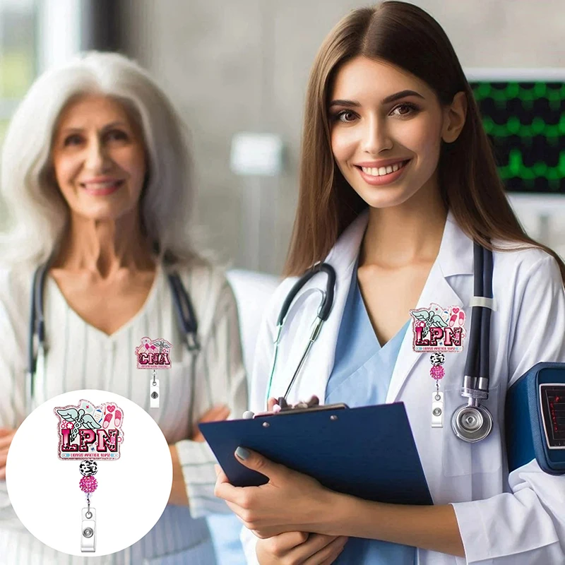 

Катушка для бейджа медсестры для офиса врачей, выдвижной держатель для бейджа с вращающимся на 360° зажимом типа «крокодил», держатель для удостоверений личности с именем медсестры