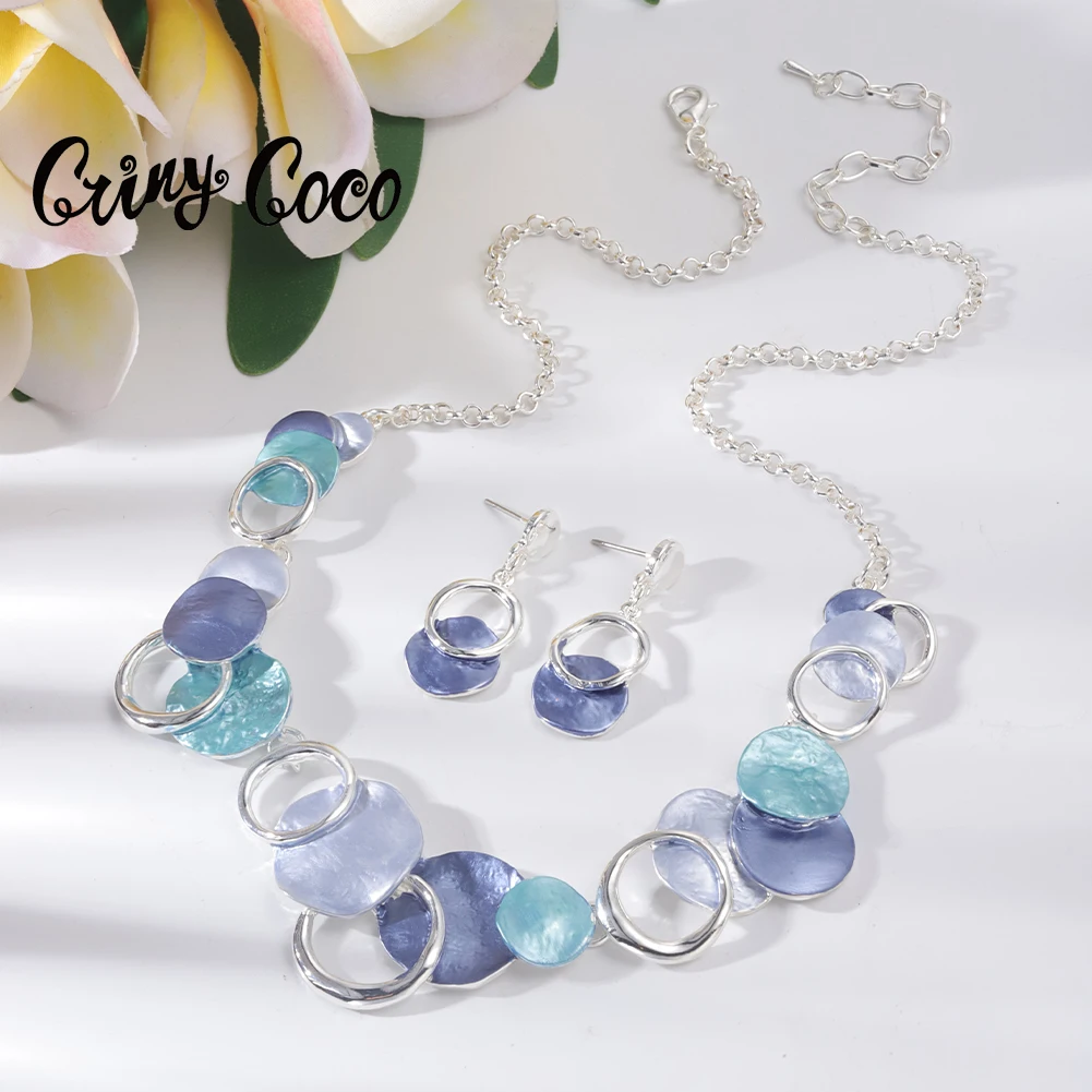 Cring كوكو هندسية المعلقات القلائد المينا المعادن مجوهرات الإكسسوار طوق قلادة قلادة جديدة للنساء الأم هدايا 2022