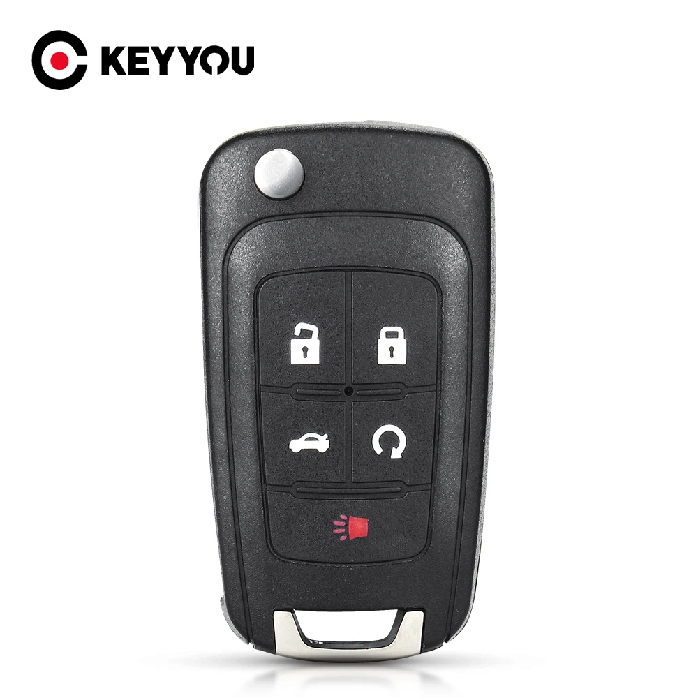 

KEYYOU Flip Folding Remote Key Shell 5 Buttons for Buick Excelle Verano LaCrosse Regal Car Alarm Housing Keyless Entry Fob Case