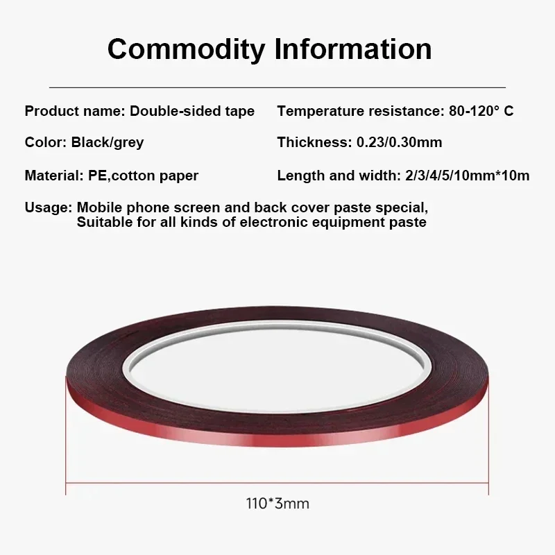 AMAOE 10m Double Sided Adhesive Tape for Sealing the Back Cover of Mobile Phone Screen Tablet Sponge Back Adhesive image 5