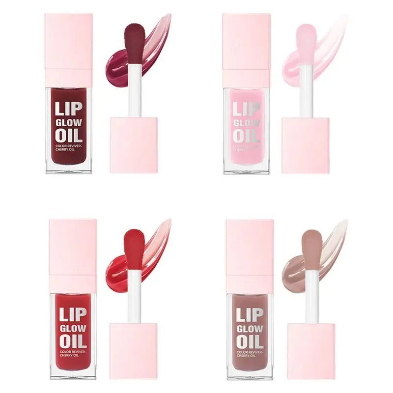 Glow Lip Oil 4pcs Hydrating Lip Oil Tinted Glow Lip Oil Long Lasting Moisturizing Lip Gloss Moisturizing Tinted Lip Balm for Lip