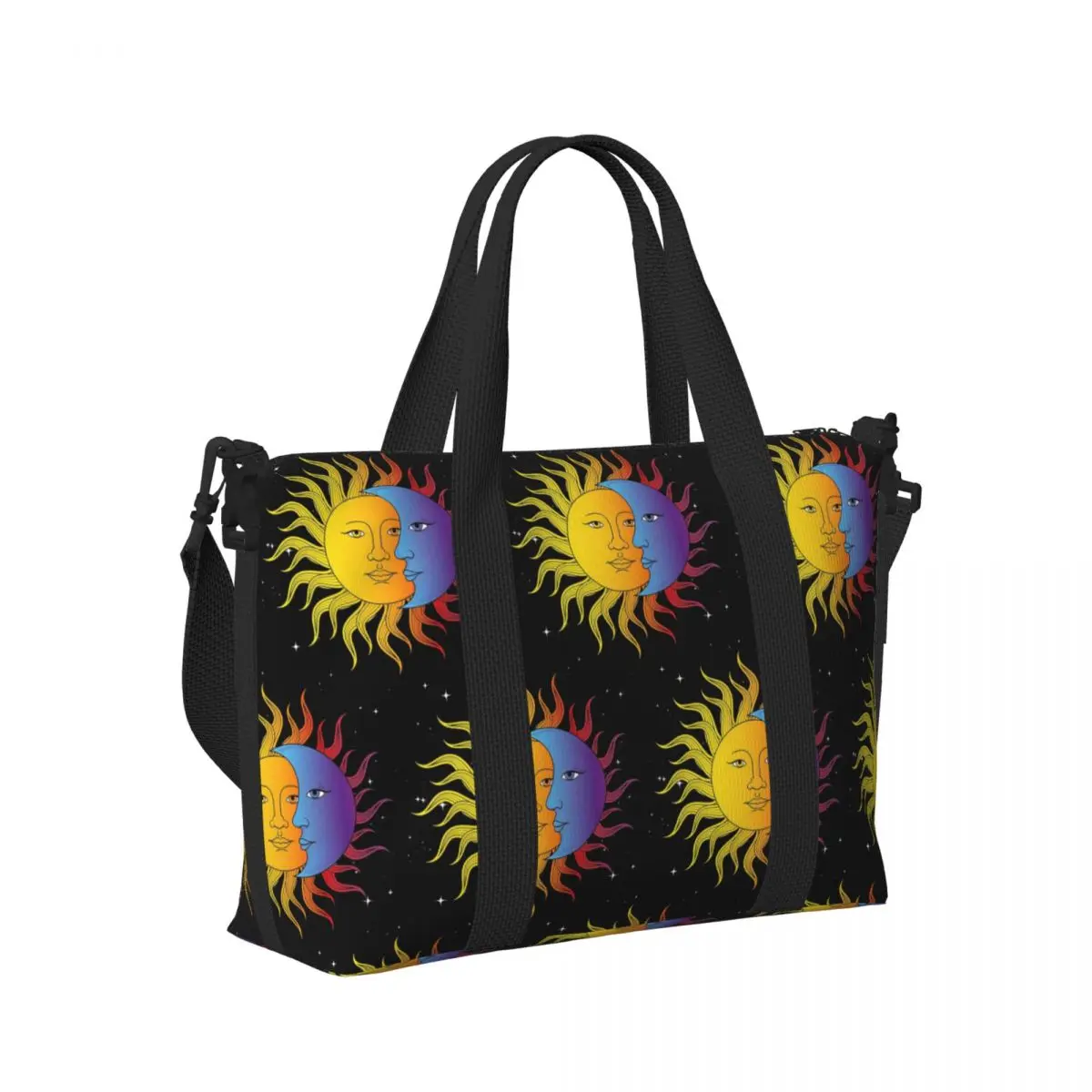 

Moon Star Sun Zodiac Mystery Astrology Beach Travel Bag Large Capacity Tote Bags for Gym Yoga Women Shopping Duffle Shoulder Bag