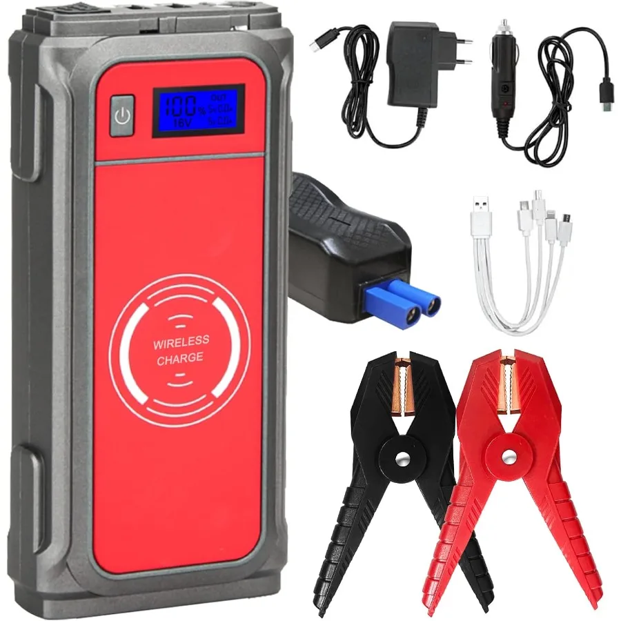 Portable Car Battery Charger Jump Starter with 2000 Amp Peak Current and 20000mAh Capacity for Vehicles Up to 8.5L Gasoline or