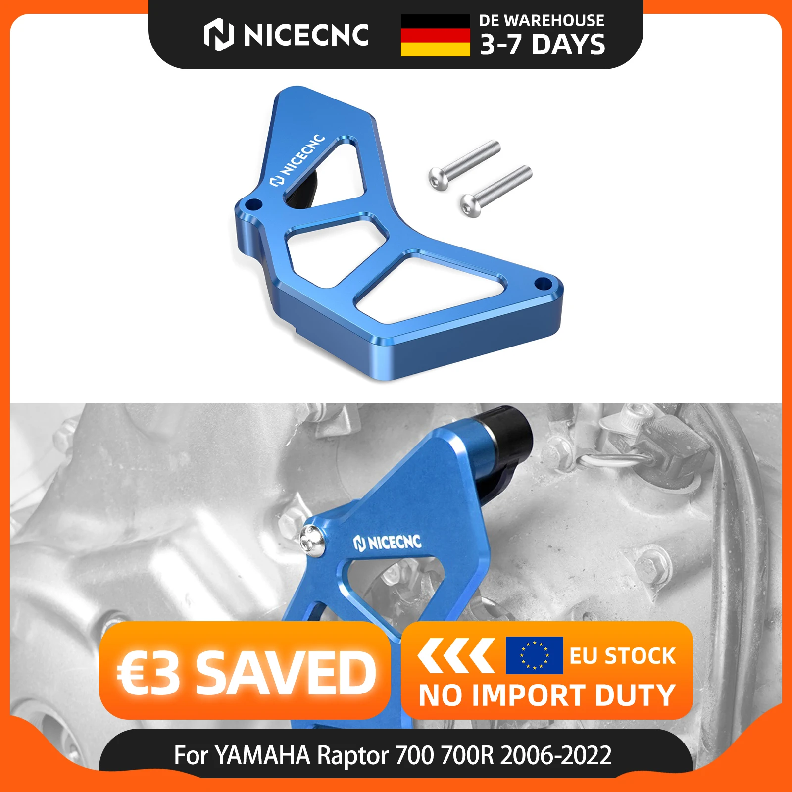 NICECNC per Yamaha Raptor 700 2006-2026 Protezione per Cassa e Catena in Lega di Alluminio e Nylon per Raptor 700R ATV Accessori Copricatena