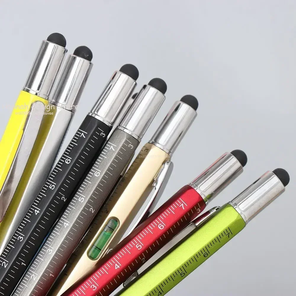 Multi-functional Capacitive Pen with Screwdriver Spirit Level Ballpoint Pen Mobile Phone Screen Touch Gadgets Construction Tools