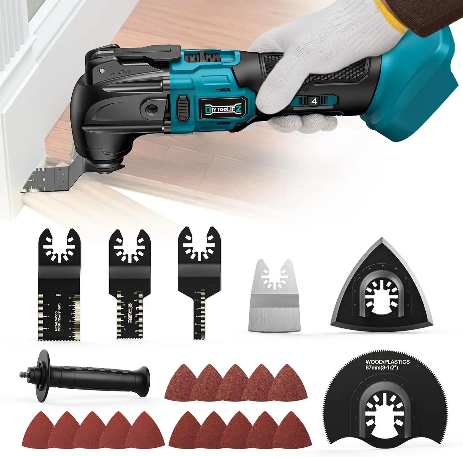 Outil oscillant sans fil pour Makita, batterie 18V, outil à moteur sans balais à 6 vitesses variables, kit d'outils multiples oscillants pour la coupe