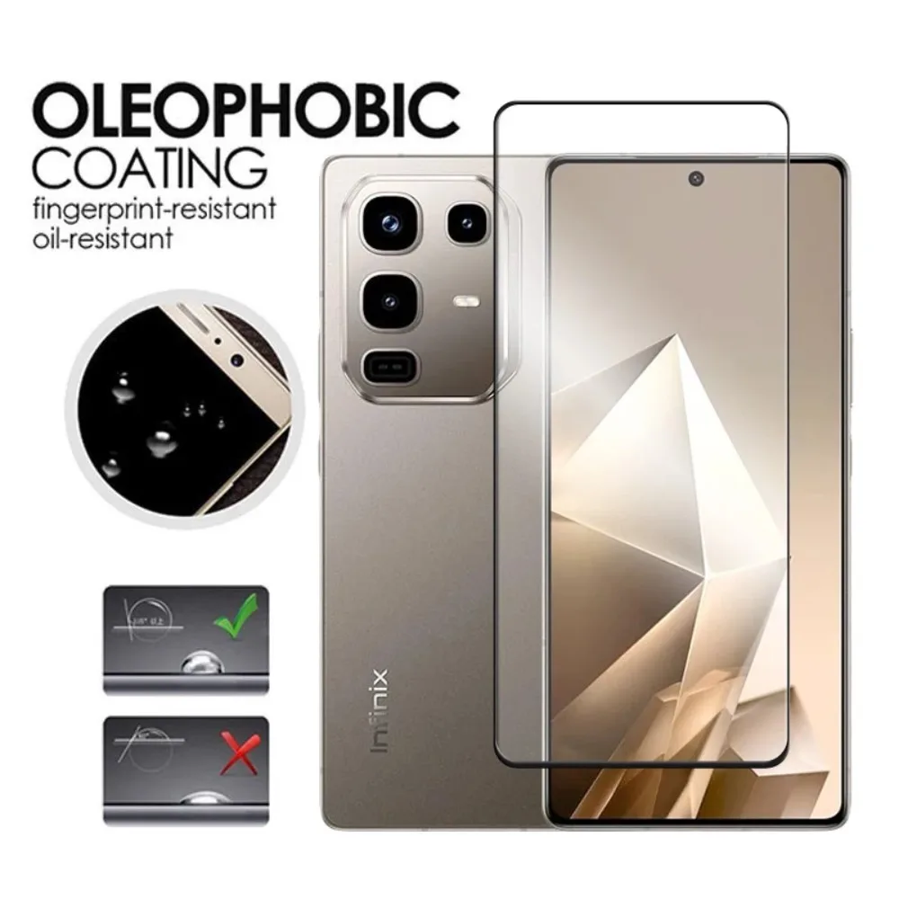 3Pcs 9D Full Cover Protective Film Glass for Infinix Note 50x 50Pro Full Cover Tempered Glass for Infinix Note 50 Pro+ 50s