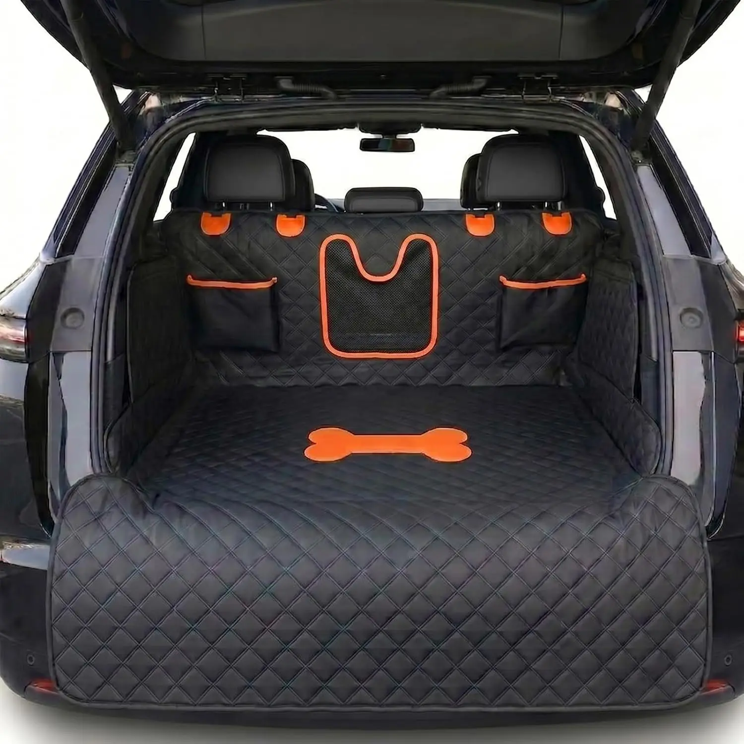 

SUV Cargo Liner for Dogs, PU Leather Trunk Cover with Bumper Flap & Side Walls, Heavy Duty Pet Protector for Mid-Size Large SUVs