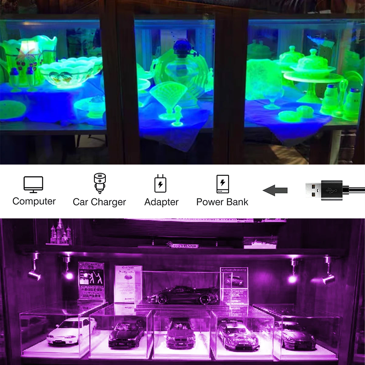 ไฟสปอตไลท์ LED สีดำ, โคมไฟตั้งโต๊ะแบบเรืองแสง, ไฟตู้, ไฟตู้เครื่องประดับ, ไฟทำเล็บ
