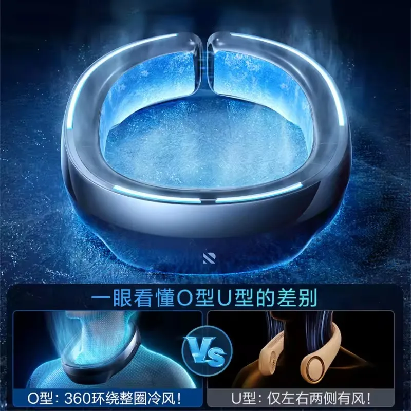 2025 جديد الرقبة تكييف الهواء مروحة ضاغط ذكي التبريد في الهواء الطلق منخفضة الضوضاء USB شحن مروحة محمولة أنيون تنقية