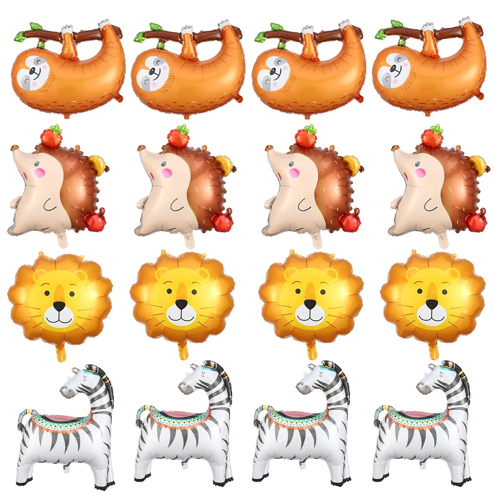 

2Pcs Jungle Animal Foil Balloon Hedgehog Sloth Zebra Lion Cartoon Balloon Animal Theme Kids Birthday Party Baby Shower Decor