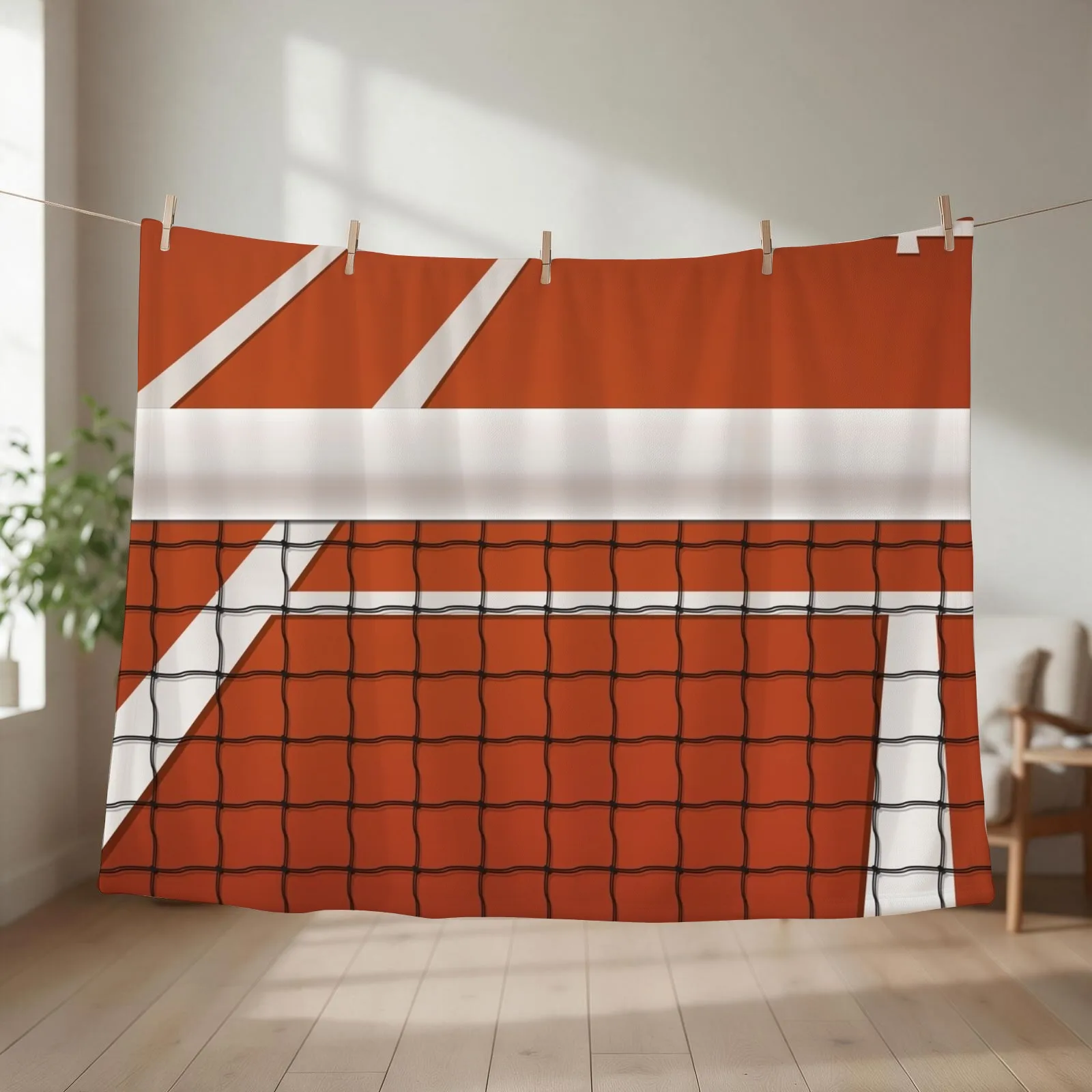 Tennis Clay Court Game Set Match Player Family Tennis Throw Blanket couch cozy soft plush fuzzy picnic outdoor blanket