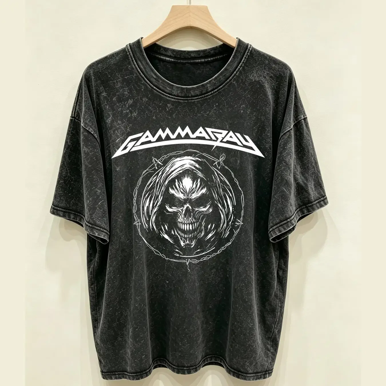 washed T Shirt Gammaray Fan Made Power Metal Kai Hansen Helloween Heaven Can Wait vintage Washed homme Casual graphic fashion